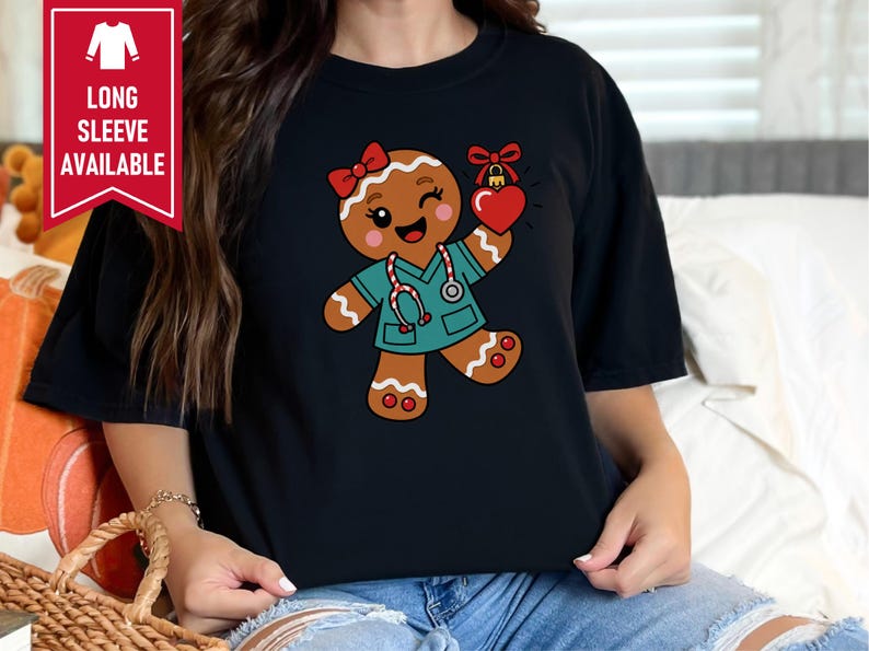 Christmas Nurse Shirt, Gingerbread Nurse Gift, Festive Nurse Sweatshirt, Holiday Medical Tee zdjęcie 6