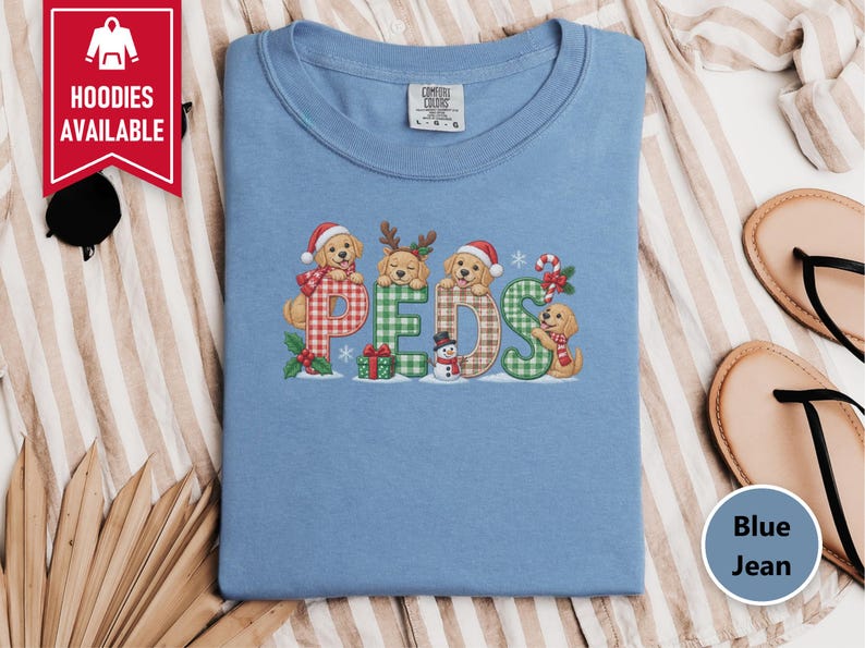 Christmas Peds Nurse Shirt, Golden Retriever Christmas Gift, Pediatric Nurse Sweatshirt, Peds Nurse Holiday Tee image 10