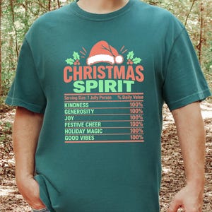 Christmas Spirit Nutrition Label Shirt, Family Christmas Tee, Matching Holiday Party Shirt, Funny Christmas Gift, Holiday Spirit Top image 11