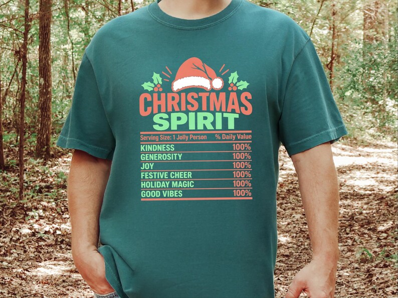 Christmas Spirit Nutrition Label Shirt, Family Christmas Tee, Matching Holiday Party Shirt, Funny Christmas Gift, Holiday Spirit Top image 11