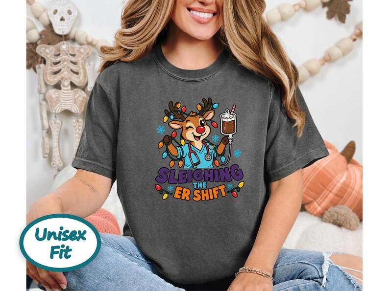 Er Christmas Shirt, Sleighing The Er Shift Nurse Top, Emergency Room Gift, Christmas Nurse Sweatshirt, Medical Staff Tee, Holiday Rn Gift image 4