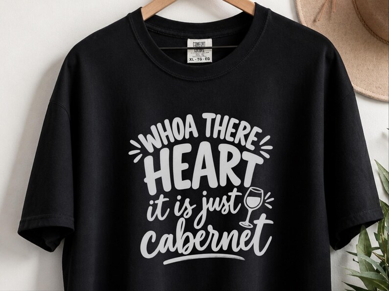 Comfort Colors Funny Wine Shirt, Whoa There Heart It Is Just Cabernet Tee, Sarcastic Wine Lover Drinking Top, Girls Night Winery image 1