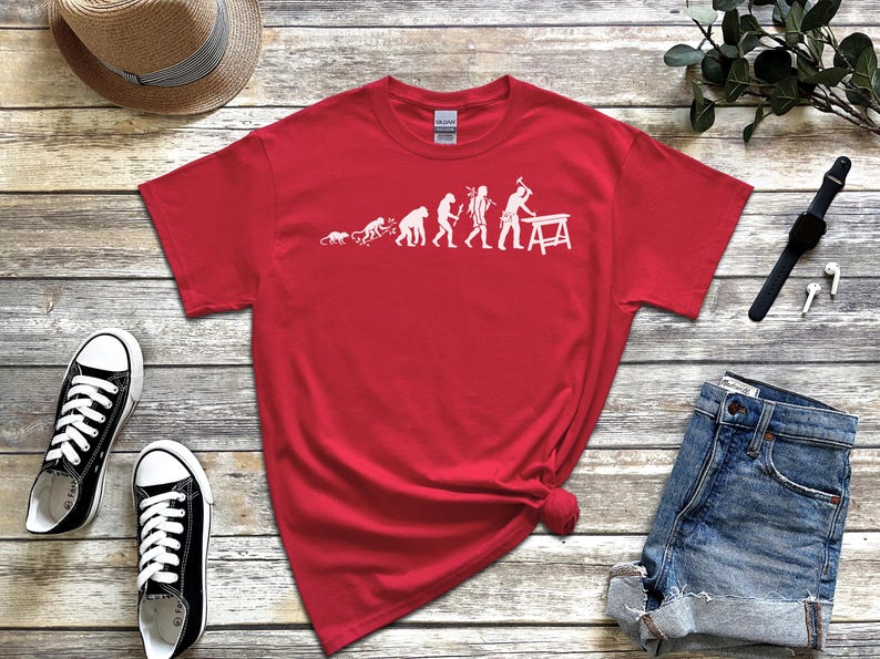 Builder Humor Evolution Of A Carpenter Tee, Funny Woodworker Shirt, Handyman Tradesman, Craftsman Blue Collar Apparel, Wood Working Gifts image 2