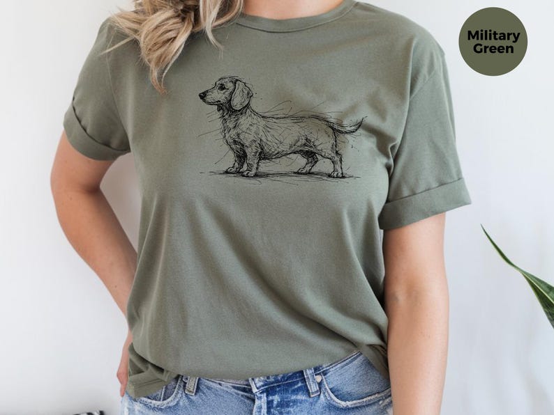 Camiseta con dibujo de perro salchicha / Camiseta de perro salchicha, regalo para amantes de los perros salchicha, ropa para perros salchicha imagen 1