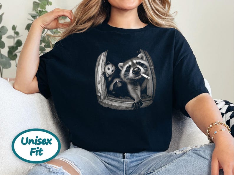 Trash Panda Tee, Raccoon Opossum Skunk Shirt, Feral Animal Top, Possum Lover Gift, Funny Meme Shirt image 8