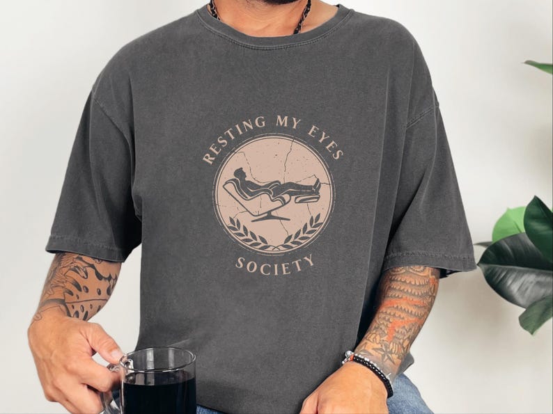 Comfort Colors Resting My Eyes Society T-Shirt, Funny Napping Tee for Men, Vintage Dad Humor Shirt, Sarcastic Sleep Lover Tee, Resting Eyes image 2