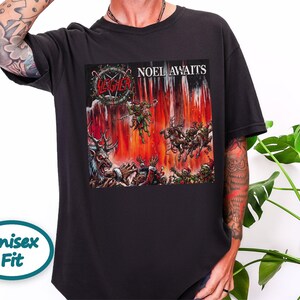 Heavy Metal Christmas Shirt, Death Metal T Shirt, Thrash Metal Tee, Metalhead Gift, Rock Band Merch, Dark Christmas Humor, Slayer Parody image 6