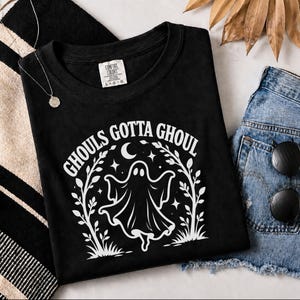 Halloween Ghost Shirt, Ghouls Gotta Ghoul Shirt, Spooky Season Tee, Cute Ghost T Shirt, Vintage Halloween Women Shirt, Witchy Vibes Shirt image 4