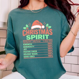Christmas Spirit Nutrition Label Shirt, Family Christmas Tee, Matching Holiday Party Shirt, Funny Christmas Gift, Holiday Spirit Top image 6