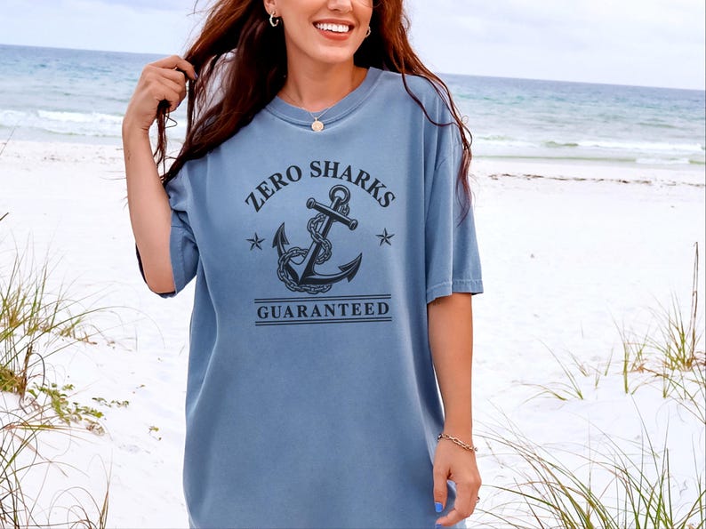 Funny Boating Shirt, Lake Lover Gift, Zero Sharks Guaranteed Anchor Tee, Nautical Shirt, Sailor Gift Idea, Boating T Shirt Bild 7