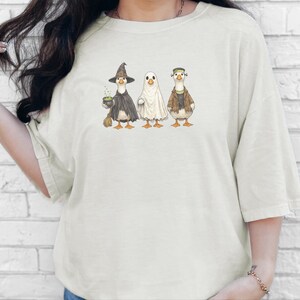 Comfort Colors Spooky Goose Halloween Sweatshirt, Frankenstein Ghostly Geese Outerwear, Birdwatching Spooky Season Sweatshirt, Witch Goose image 4
