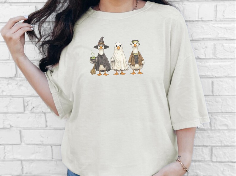 Comfort Colors Spooky Goose Halloween Sweatshirt, Frankenstein Ghostly Geese Outerwear, Birdwatching Spooky Season Sweatshirt, Witch Goose image 4