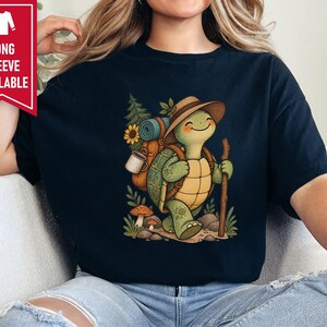 Turtle Lover Shirt, Hiking Gift Women, Camping Lover Gift, Outdoor Nature Tee, Wildlife Walking Shirt image 7