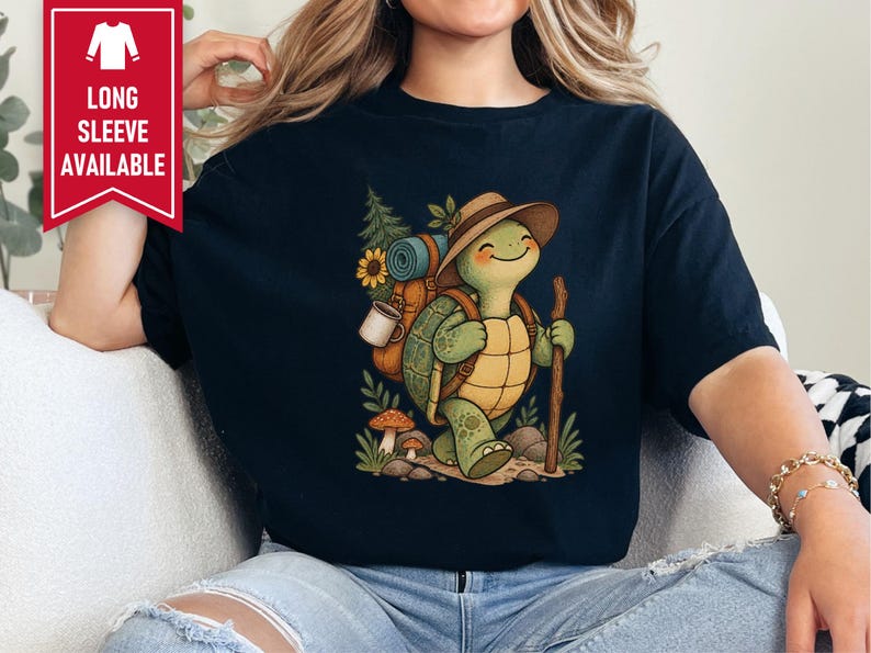 Turtle Lover Shirt, Hiking Gift Women, Camping Lover Gift, Outdoor Nature Tee, Wildlife Walking Shirt image 7