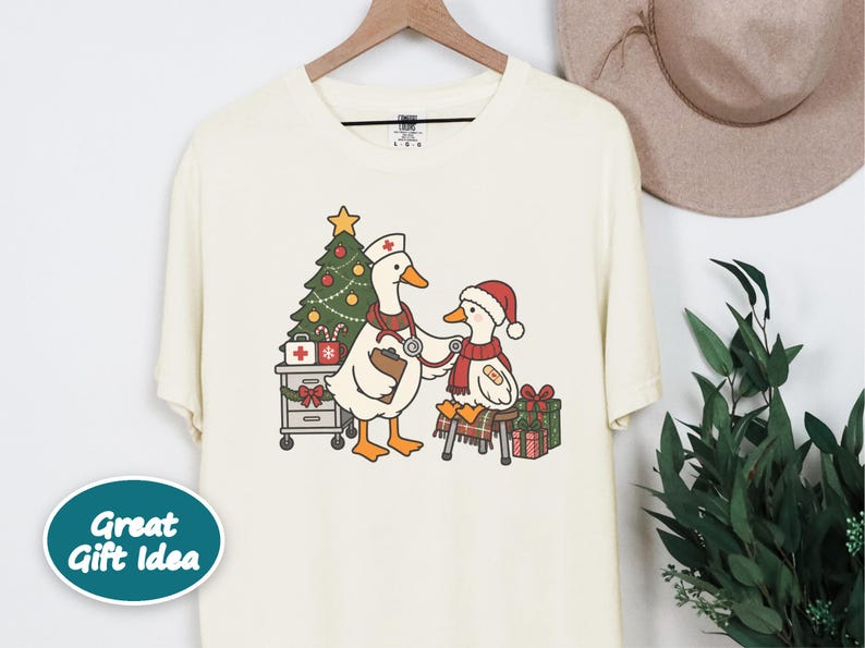 Pediatric Nurse Shirt, Christmas Nurse Gift, Nurse Goose Shirt, Pediatric Nurse Tee, Christmas Goose Shirt, Holiday Healthcare Shirt image 4