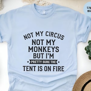 Not My Circus Not My Monkeys Funny Shirt, Tent On Fire Quote, Burnt Out Tee, Sarcastic Humor, Mental Health Support, Not My Problem image 6