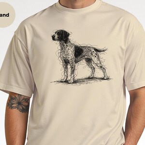 Tysk korthårig pekare, GSP skisskonst-T-shirt | Jaktkläder för K9, Fågelhundfan, Tysk pekare-T-shirt, GSP-T-shirt, Gåva för pekareälskare bild 5