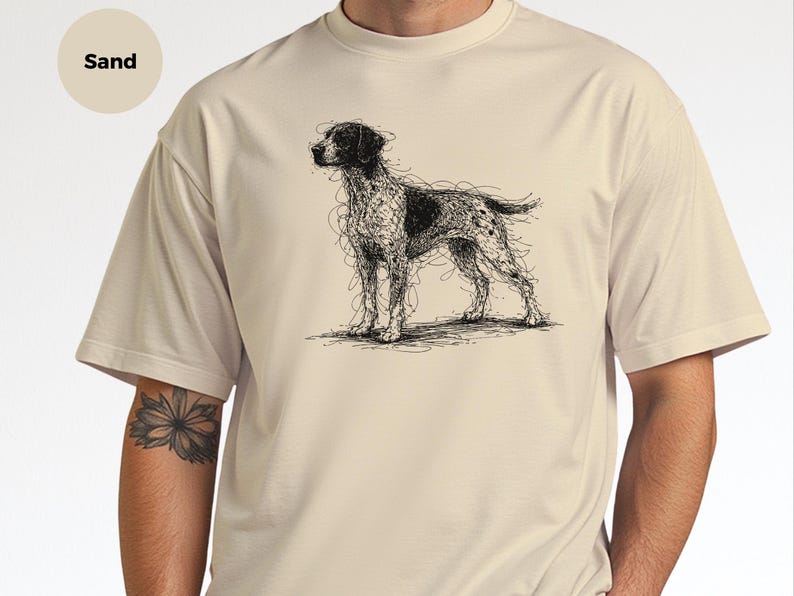 Tysk korthårig pekare, GSP skisskonst-T-shirt | Jaktkläder för K9, Fågelhundfan, Tysk pekare-T-shirt, GSP-T-shirt, Gåva för pekareälskare bild 5