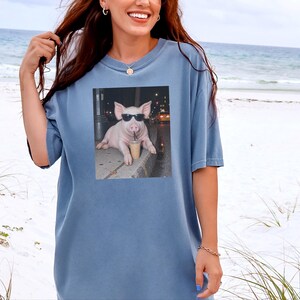 Pig Drinking Iced Coffee Shirt, Pig Lover Gift, Funny Animal Meme Tee, Coffee Lover Shirt, Pig Farmer Gift image 6