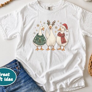 Christmas Goose Shirt, Festive Goose Sweatshirt, Funny Goose Gift, Holiday Bird Tee, Winter Animal Shirt, Ugly Christmas Sweater Style image 10