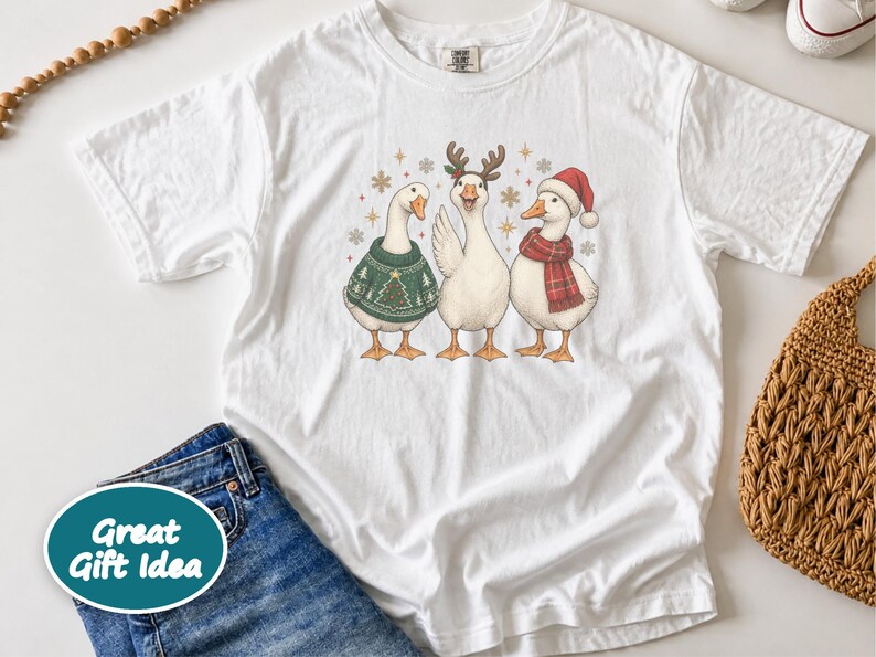 Christmas Goose Shirt, Festive Goose Sweatshirt, Funny Goose Gift, Holiday Bird Tee, Winter Animal Shirt, Ugly Christmas Sweater Style image 10