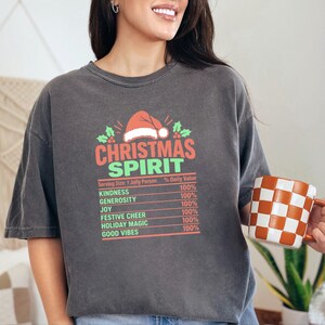 Christmas Spirit Nutrition Label Shirt, Family Christmas Tee, Matching Holiday Party Shirt, Funny Christmas Gift, Holiday Spirit Top image 5