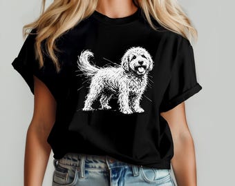 Curly Doodle Dog Tee, Goldendoodle Line Art Shirt, Doodle Owner Gift, Groodle Mom Present