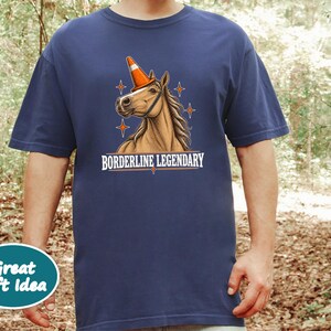 Funny Horse Shirt, Borderline Legendary Tee, Traffic Cone Unicorn Graphic, Horse Lover Gift, Equestrian Humor Top image 10