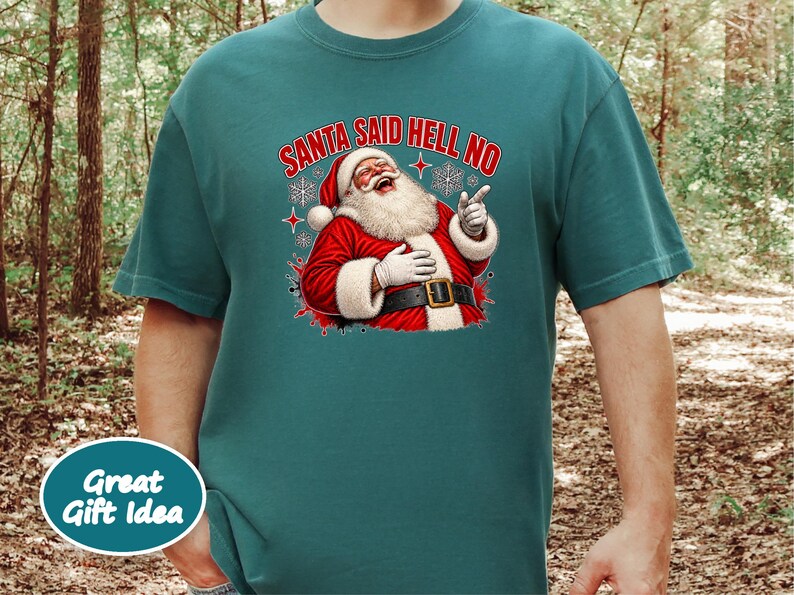 Funny Santa Shirt, Sarcastic Christmas Gift, Adult Humor Holiday Tee, Santa Said Hell No image 9
