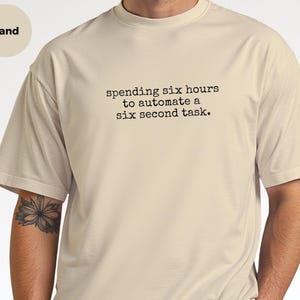 Programmer Shirt | Spending Six Hours To Automate A Six Second Task | Funny Coding Tee image 5