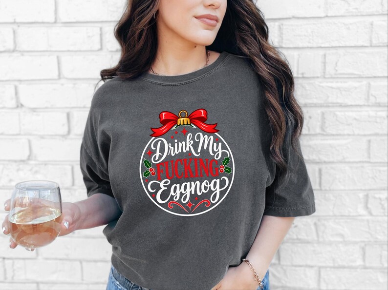 Funny Christmas Ornament, Offensive Christmas Gift, Adult Humor Holiday Decor, Secret Santa Gag Gift, Rude Christmas Bauble, Drink My Eggnog image 1