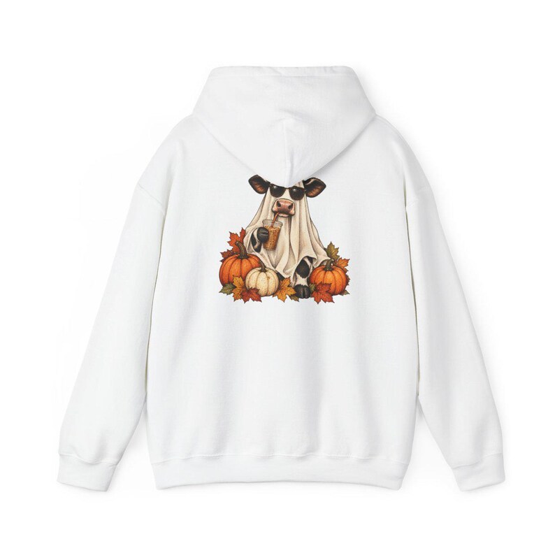 Camiseta de vaca fantasma, camiseta de café de Halloween, camiseta de café de otoño, sudadera con taza de café fantasma, conjunto de otoño con especias de calabaza. imagen 12
