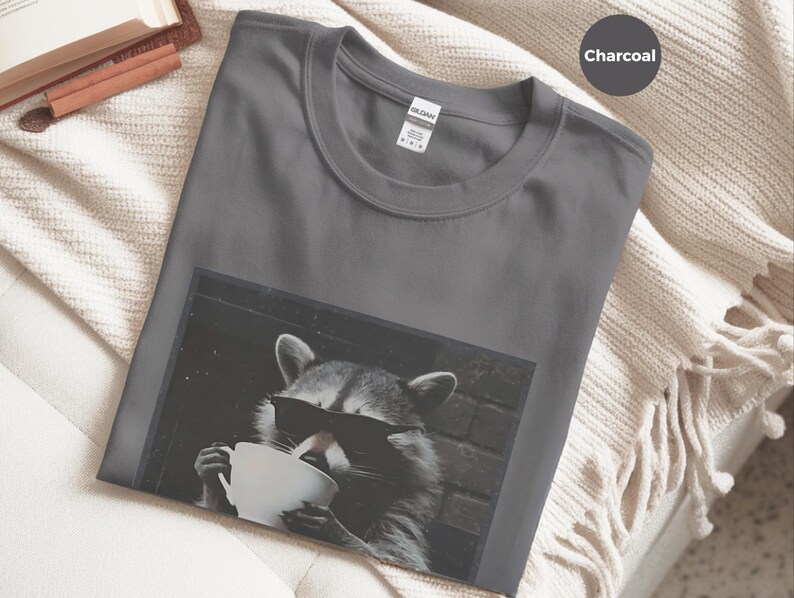 Funny Raccoon Sipping A Cup Of Tea Tee, Sarcastic Trash Panda Retro Wildlife Graphic Shirt, Humorous Animal Lover Tea Drinker Gift image 2