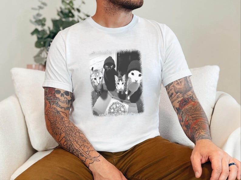 Funny Cat Shirt | Cat Doorbell Pizza Box Tee, Feline Graphic Apparel image 5