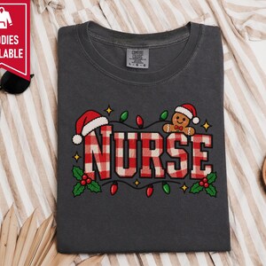 Nurse Christmas Tee, Gingerbread Christmas Shirt, Christmas Nurse Gift, Festive Nurse Sweatshirt, Holiday Medical Top image 9