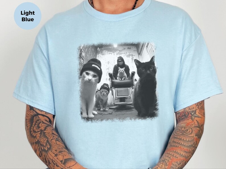 Gangster-Katzen-Shirt, stylisches Streetwear-Motiv für Katzenfans, lustiges T-Shirt mit Tierhumor, einzigartiges Geschenk für Tierbesitzer Bild 2