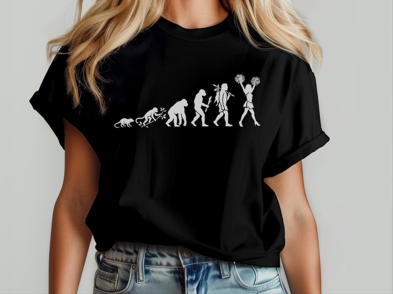 Evolution Of A Cheerleader T-Shirt, Funny Science Cheerleading Spirit Wear, Gameday School Team, Unisex Activewear, Evolution Shirt image 1