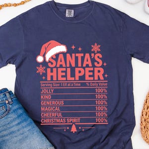 T-Shirt mit Nährwertangaben für Weihnachtsmannhelfer, lustiges Familien-Weihnachts-T-Shirt, passendes Gruppen-Shirt für die Weihnachtsfeier, Wichtelgeschenk Bild 6