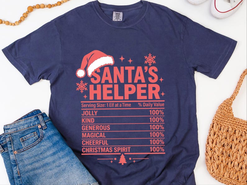 T-Shirt mit Nährwertangaben für Weihnachtsmannhelfer, lustiges Familien-Weihnachts-T-Shirt, passendes Gruppen-Shirt für die Weihnachtsfeier, Wichtelgeschenk Bild 6