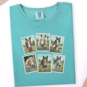 Vintage Horse Stamp Shirt, Equestrian Girl Gift, Vintage Horse Print Tee, Farm Girl Shirt, Horse Lover Gift image 8