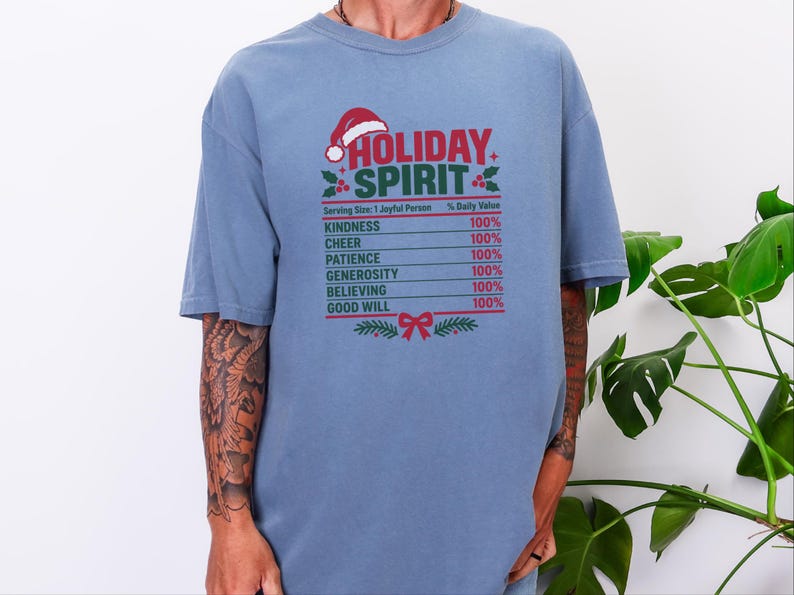 Christmas Nutrition Label Shirt, Family Holiday Party Tee, Holiday Spirit Matching Top, Funny Christmas Gift image 1