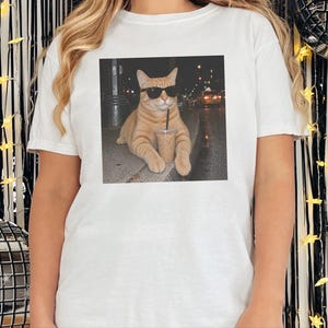 Coffee Cat Shirt, Funny Cat Meme Tee, Orange Cat Mom Gift, Cat Sunglasses Shirt, Ginger Tabby Tee image 7