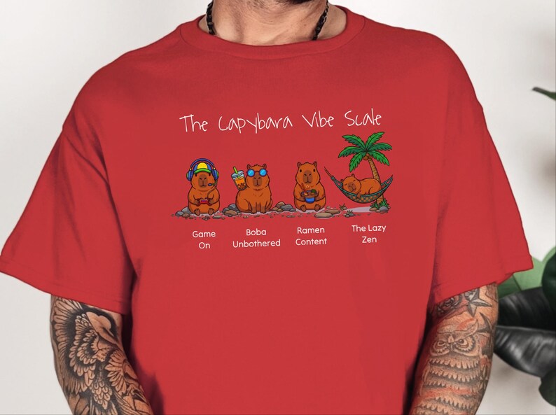 Capybara Gaming Shirt, Vibe Scale Gamer Boba Ramen Relaxing Tee, Level Up Tee | Funny Boba Tea, Japanese Ramen Lover, Youth Birthday Gift image 3