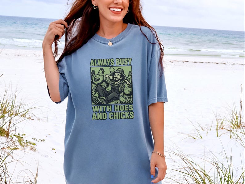 Funny Farming Shirt, Chicken Lover Gift, Chicken Farmer Shirt, Always Busy With Hoes And Chicks, Homesteader Gift image 8