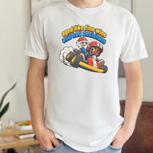 Retro Video Game Tee, Funny Gaming Shirt, Aged Like Fine Wine And Bad Decisions, Kart Racing Gift, Gamer Birthday Present, Racing Lover Tee image 3