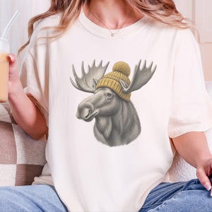 Moose Shirt, Moose Lover Gift, Vintage Animal Shirt, Wildlife Crewneck, Cabin Life Tee image 6