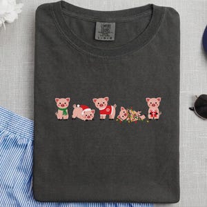 Christmas Pig Shirt, Cute Pig Christmas Gift, Holiday Pig Graphic Tee, Christmas Animal Shirt image 10