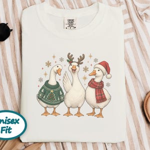 Christmas Goose Shirt, Festive Goose Sweatshirt, Funny Goose Gift, Holiday Bird Tee, Winter Animal Shirt, Ugly Christmas Sweater Style image 4