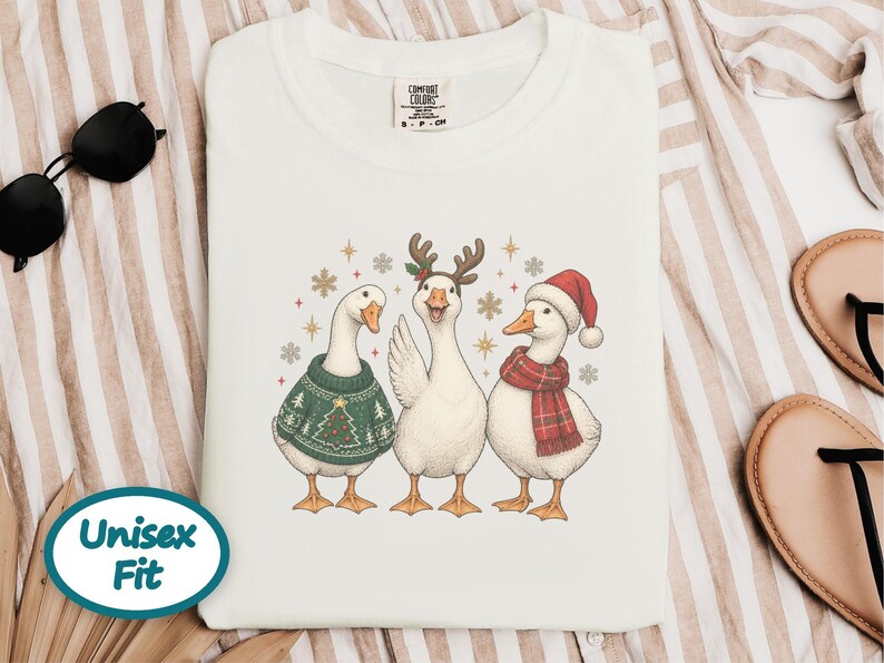 Christmas Goose Shirt, Festive Goose Sweatshirt, Funny Goose Gift, Holiday Bird Tee, Winter Animal Shirt, Ugly Christmas Sweater Style image 4