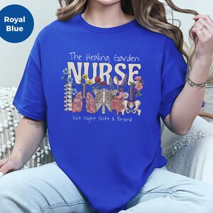 Boho Floral Nurse Shirt, The Healing Garden RN Top, Vintage Human Anatomy Art, Comfort Colors Medical Tee, Nursing School Grad Gift, LPN CNA image 3